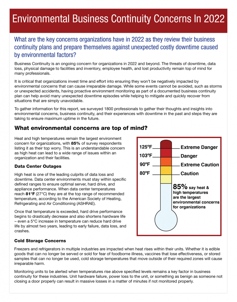 Environmental Business Continuity Concerns In 2022 Report 