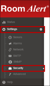 Navigation Bar -- Settings--Security