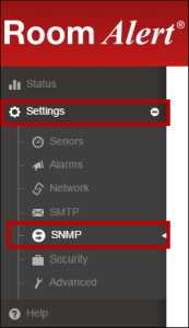 Navigation Bar -- Settings--SNMP