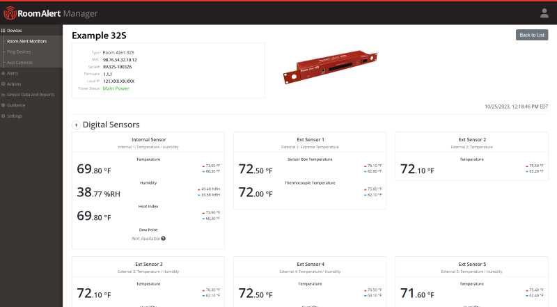 Room Alert Manager - Device Details